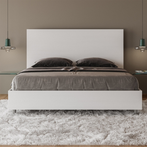 Tweepersoonsbed zonder lattenbodem 160x190 wit met hoge hoofdeinde New Egos Aanbieding