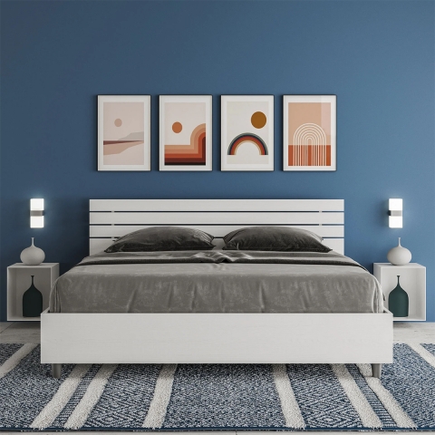 Modern tweepersoonsbed 160x190 wit met rechte hoofdbord Ankel Aanbieding