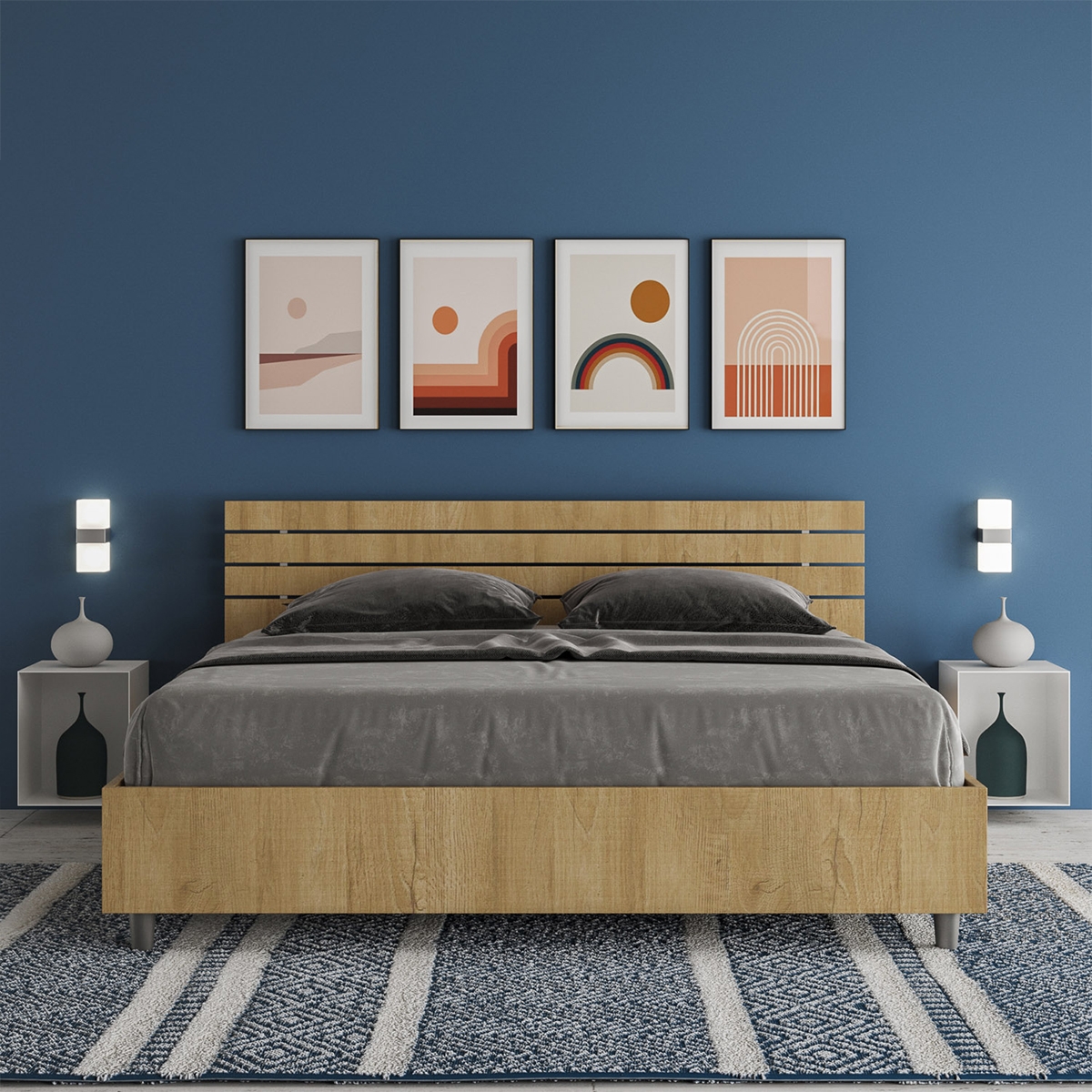 Tweepersoonsbed 160x190 hout zonder lattenbodem schuine hoofdsteun Ankel Aanbieding Tweepersoonsbed 160x190 hout zonder lattenbodem schuine hoofdsteun Ankel Aanbieding