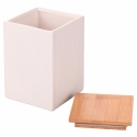 Grote keukenpot 10x10x14,5 cm van gres met deksel 1080ml Modern Aanbod