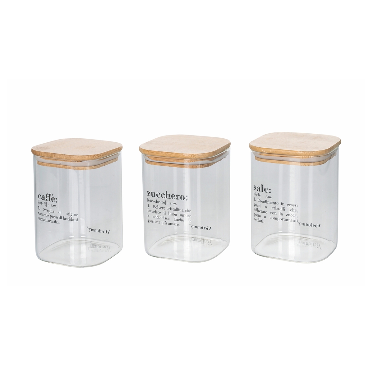 set van 3 glazen potten 10x14cm voor koffie, suiker en zout Victionary Aanbieding