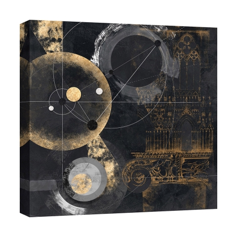 Zwart en Goud Abstract Schilderij op Canvas Proporzione Arturo Armenti Aanbieding