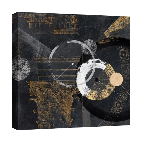 Abstract schilderij op canvas in zwart en goud Canone Arturo Armenti Aanbieding