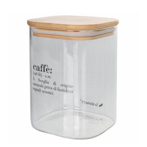 Glazen koffiepot 10x10x14 cm met bamboedeksel Victionary Aanbieding
