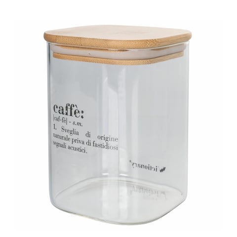 Glazen koffiepot 10x10x14cm met deksel van bamboe Victionary Aanbieding