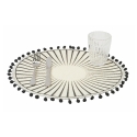 Set van 6 ronde tafelplacemats met geometrisch ontwerp en pompons 38cm Zwart Aanbieding