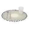 Set van 6 ronde tafelplacemats met geometrisch ontwerp en pompons 38cm Zwart Aanbieding