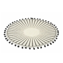 Set van 6 ronde tafelplacemats met geometrisch ontwerp en pompons 38cm Zwart Aanbod