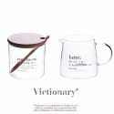 Set glazen melk- en suikerschaaltje met lepel en deksel 320 ml Victionary Korting