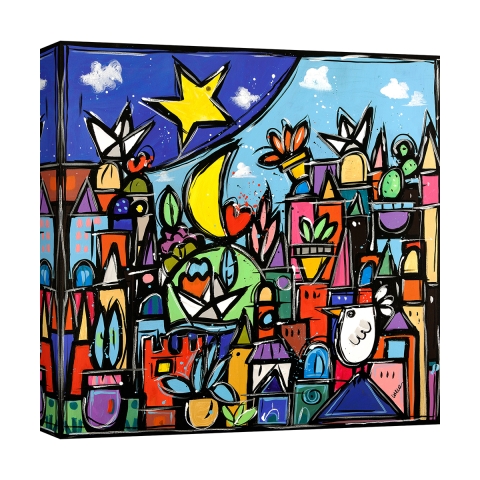 Canvas schilderij modern kleurrijk landschap Educatissimo Caos Wallas Aanbieding