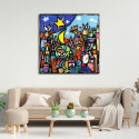 Canvas schilderij modern kleurrijk landschap Educatissimo Caos Wallas Korting