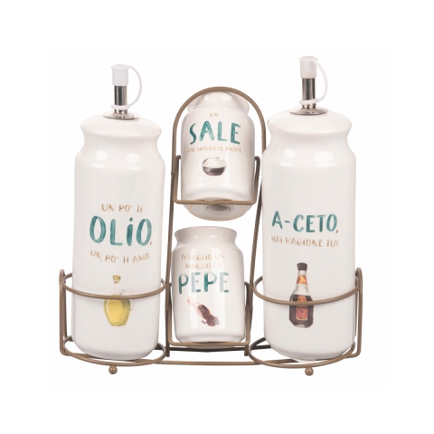 Set tafel kruidenhouder olie azijn zout peper specerijen Le Travisate Aanbieding