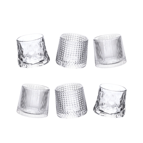 Set van 6 wiebelende glazen voor likeur met retro vintage decoratie Aanbieding