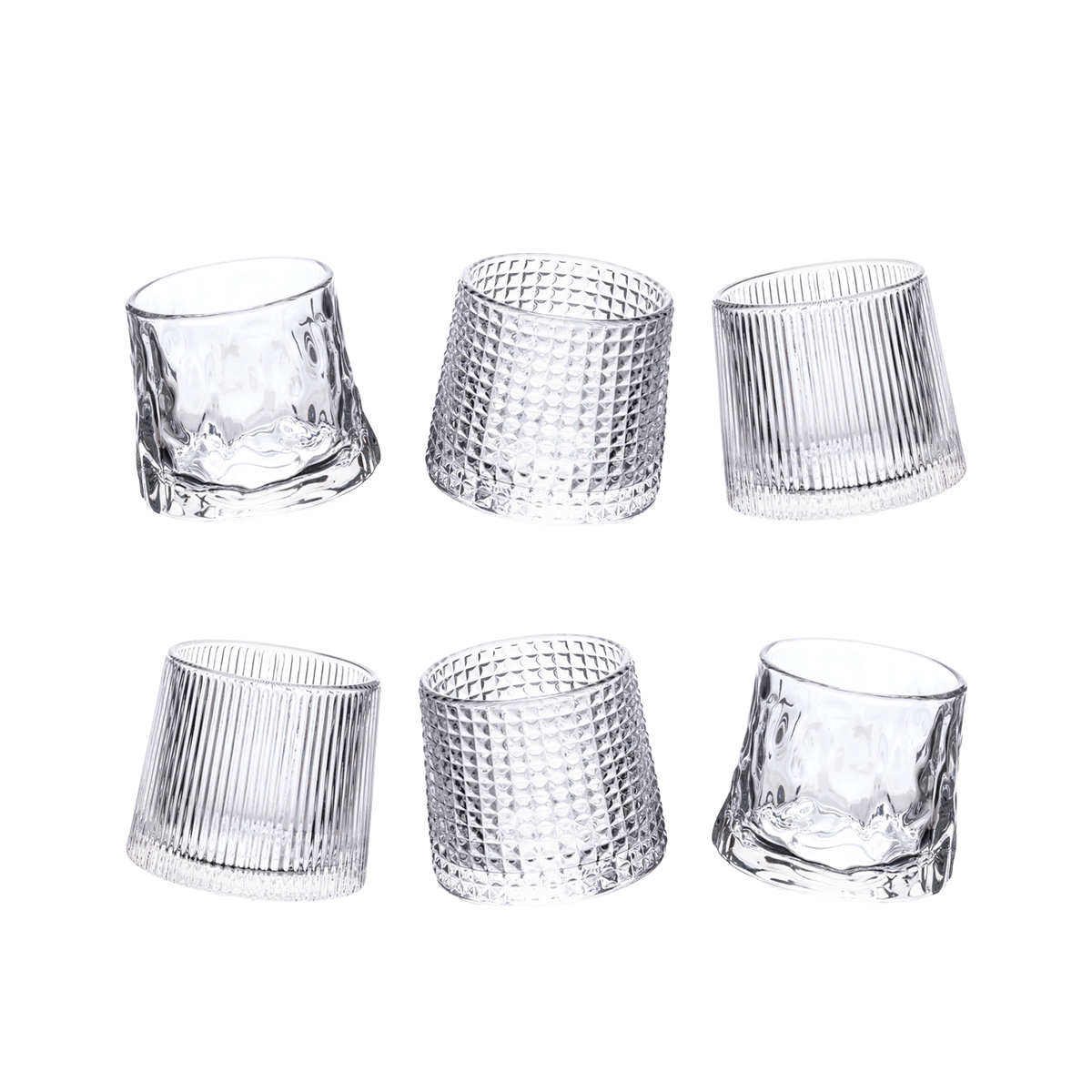 Set van 6 wiebelende glazen voor likeur met retro vintage decoratie Aanbieding Set van 6 wiebelende glazen voor likeur met retro vintage decoratie Aanbieding