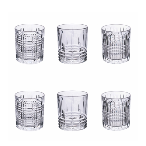 Set van 6 waterglazen, doorzichtig glas, New Vintage Aanbieding