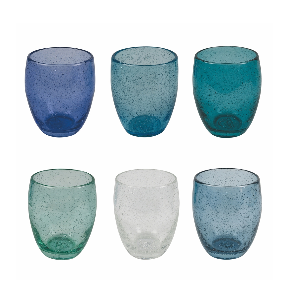 Set van 6 blauwe glazen voor water, mondgeblazen, Acapulco Ocean Aanbieding Set van 6 blauwe glazen voor water, mondgeblazen, Acapulco Ocean Aanbieding