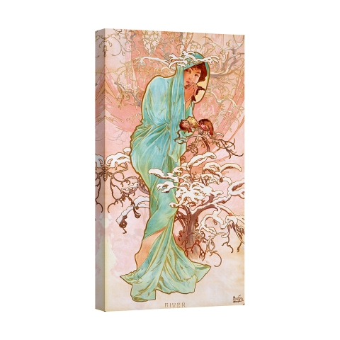 Canvas schilderij vrouw in Art Nouveau-stijl Winter Alphonse Mucha Aanbieding