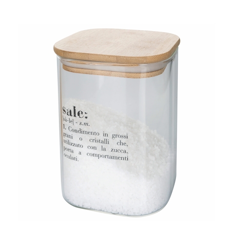 Glazen pot voor zout met bamboedeksel 10x10x14 Victionary Aanbieding
