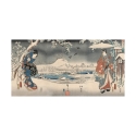 Canvasafdruk Besneeuwd Landschap met een Vrouw en een Man Ando Hiroshige Aanbod