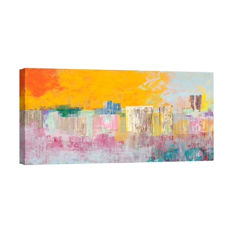 Moderne abstracte canvas schilderij Zomerstad Italo Corrado Aanbieding