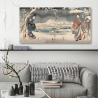 Canvasafdruk Besneeuwd Landschap met een Vrouw en een Man Ando Hiroshige Korting