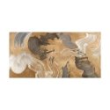 Modern abstract schilderij met goud, beige en blauw - Metallic Movements Haru Ikeda Aanbod