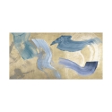 Moderne abstracte canvas schilderij Blue Waves on Gold Haru Ikeda Aanbod
