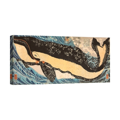 Canvasprint Miyamoto doodt een gigantische walvis Kuniyoshi Utagawa Aanbieding