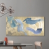 Moderne abstracte canvas schilderij Blue Waves on Gold Haru Ikeda Korting