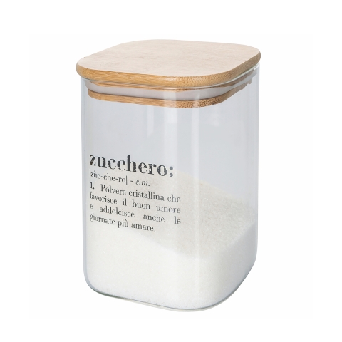 Glazen suikerpot met bamboe deksel 10x10x14 Victionary Aanbieding