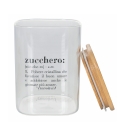 Glazen suikerpot met bamboe deksel 10x10x14 Victionary Aanbod