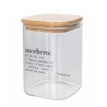 Glazen suikerpot met bamboe deksel 10x10x14 Victionary Catalogus
