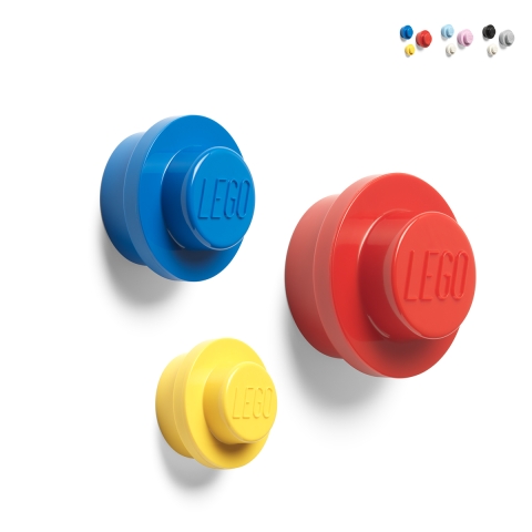 Set van 3 ronde gekleurde muurhaken L-M-S LEGO Wall Hanger Aanbieding