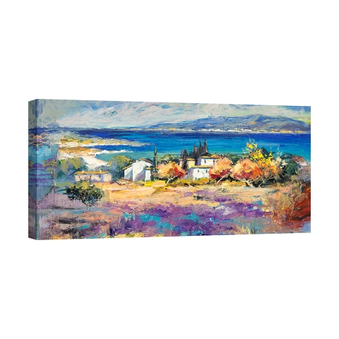 Canvas schilderij zeegezicht Middellandse Zeekust Luigi Florio Aanbieding