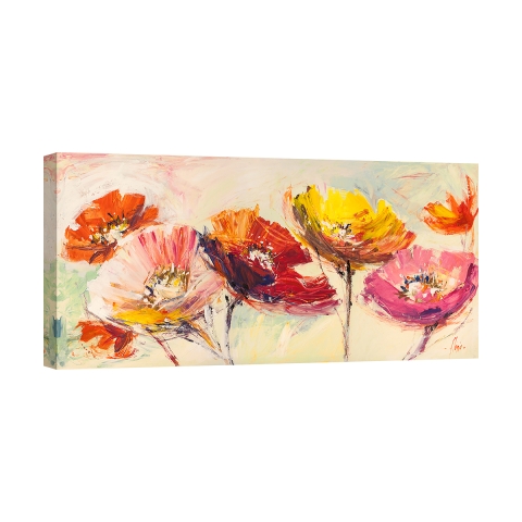 Gekleurd bloemenkunstwerk op canvasdoek Nel vento Luigi Florio Aanbieding