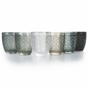 Set van 6 waterglazen in transparant gekleurd glas grijs Castle Stone Verkoop