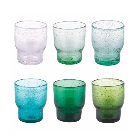 Set van 6 handgemaakte waterglazen van gekleurd groen glas Unico Greenery Aanbieding