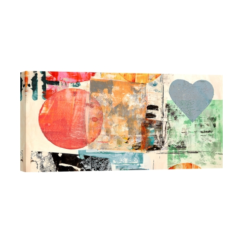 Abstracte schilderij harten en cirkels print op canvas Pop Love 2 Peter Winkel Aanbieding