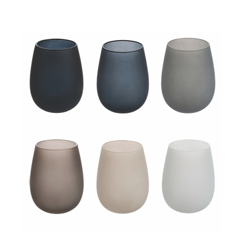 Set van 6 drinkglazen druppelvorm 600 ml grijs Happy Hour Stones Aanbieding
