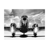 Wanddecoratie canvas zwart-wit vintage vliegtuig Airplane taking off Aanbod