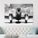 Wanddecoratie canvas zwart-wit vintage vliegtuig Airplane taking off Verkoop