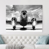 Wanddecoratie canvas zwart-wit vintage vliegtuig Airplane taking off Verkoop