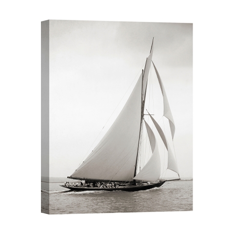 Canvas schilderij zeilboot vintage zwart-wit Britannia Aanbieding
