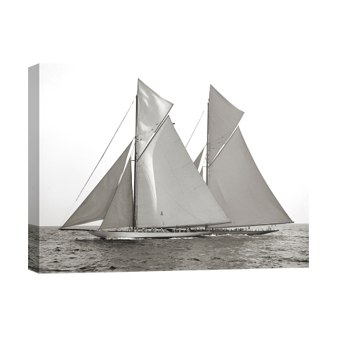 Zwart-wit afdruk op canvas zeilboot Columbia & Shamrock 1901 Aanbieding