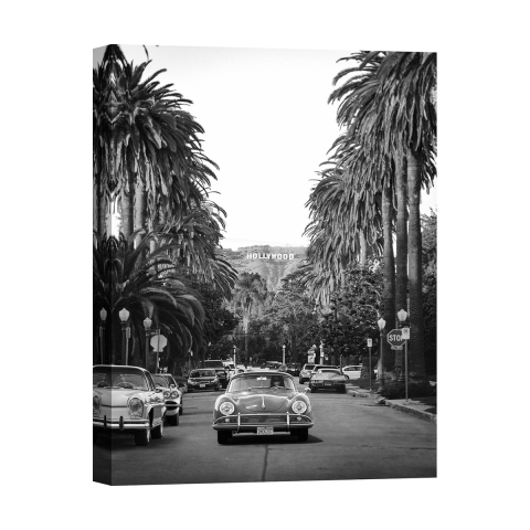 Fotoprint op canvas zwart-wit Boulevard in Hollywood Aanbieding