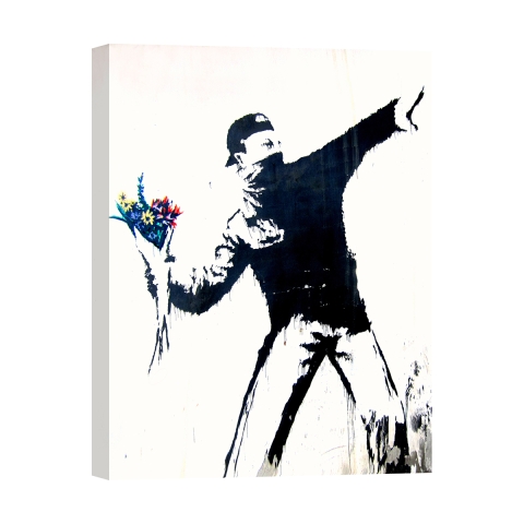 Canvas schilderij moderne street art Vredesboodschap Banksy Aanbieding