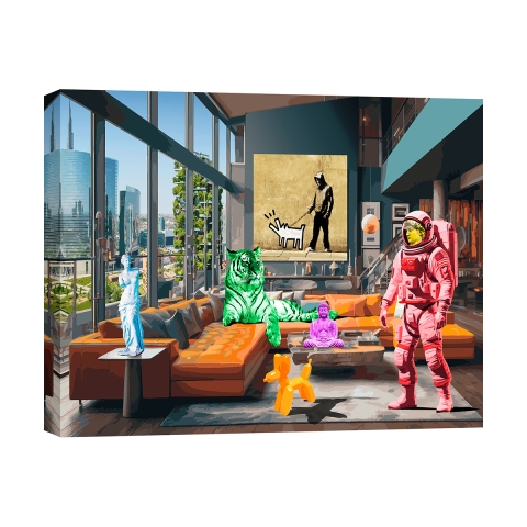 Canvas kunstwerk popart Surrealofts Milano Gerard Madau Aanbieding