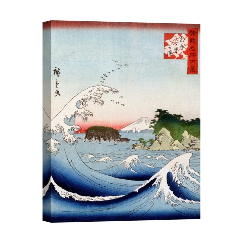 Canvasafdruk landschap van bergen en zee Monte Fuji Hokusai Kanagawa Aanbieding