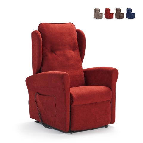 Relaxfauteuil met 2 motoren in stof met sta-op-systeem en wielen Omega Aanbieding
