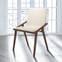 Set van 2 moderne eetkamerstoelen in hout en beige kunstleer Hays Verkoop
